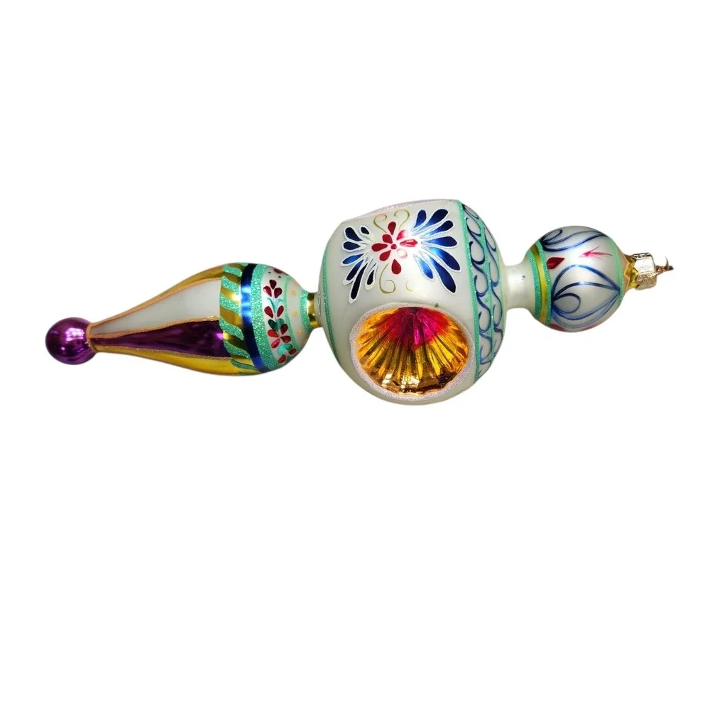 Christopher Radko Blue Danube Triple Indent Reflector Drop Ornament Poland   Box